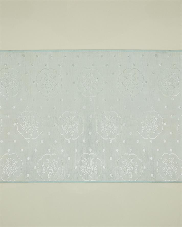 Rosette Kadife Kaymaz Taban Halı Turkuaz