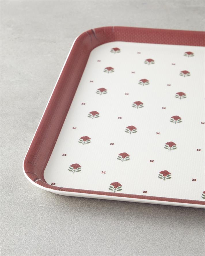 Rosewood Melamin Kaydırmaz Tepsi 27x36 cm Kırmızı