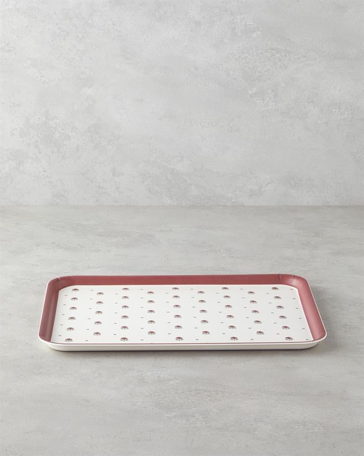 Rosewood Melamin Kaydırmaz Tepsi 27x36 cm Kırmızı