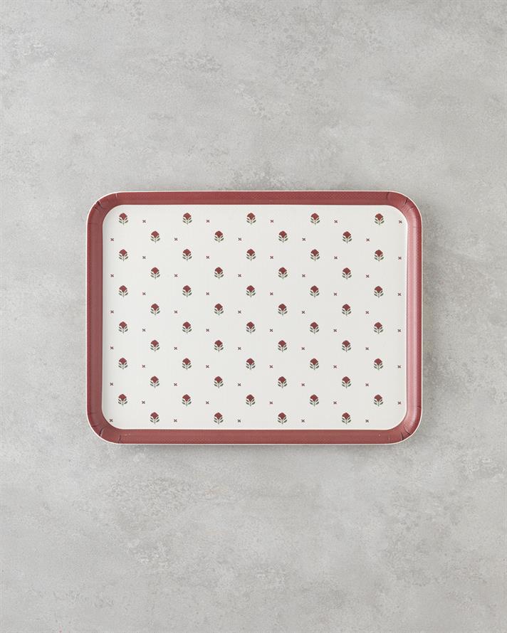 Rosewood Melamin Kaydırmaz Tepsi 27x36 cm Kırmızı