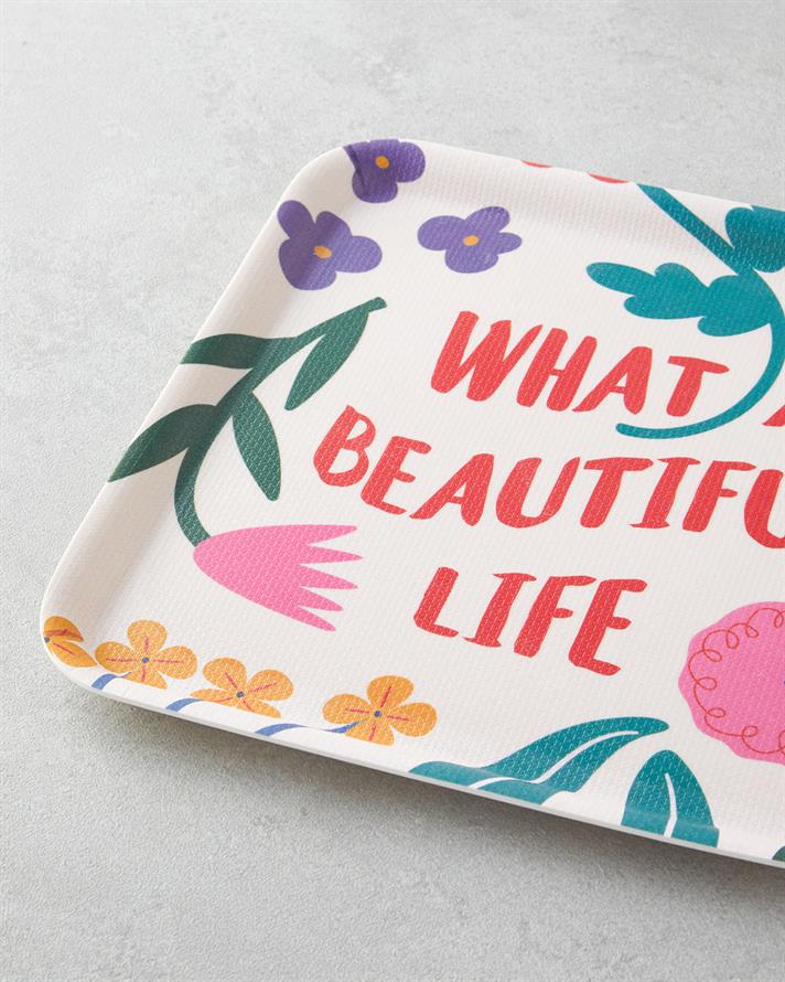 Rosy Life Melamin Kaydırmaz 2li Tepsi 33-24 cm Renkli