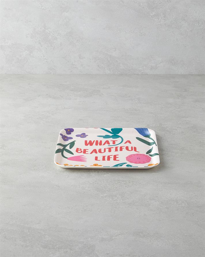 Rosy Life Melamin Kaydırmaz 2li Tepsi 33-24 cm Renkli