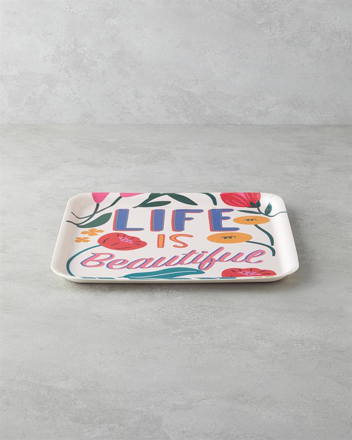 Rosy Life Melamin Kaydırmaz 2li Tepsi 33-24 cm Renkli