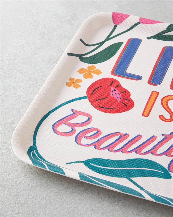 Rosy Life Melamin Kaydırmaz 2li Tepsi 33-24 cm Renkli