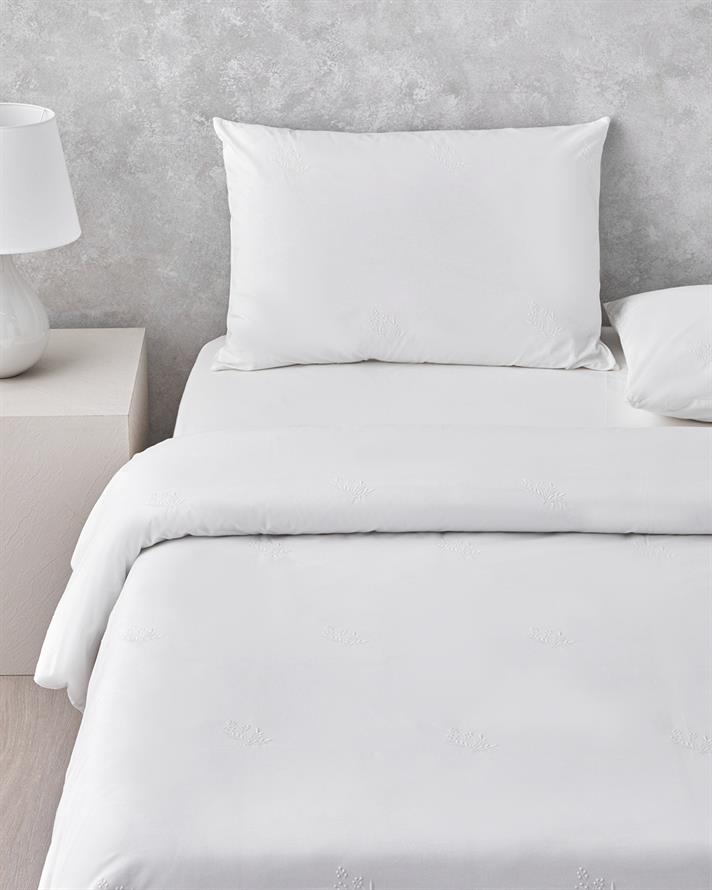 Royal Leafage Nakışlı Pamuk Çift Kişilik Nevresim Takımı 200x220 cm Beyaz