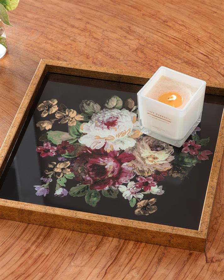Royal Rose Cam Dekoratif Tepsi Gold