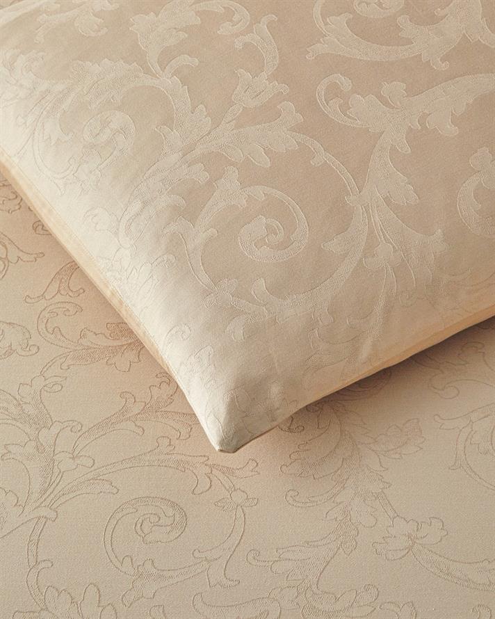 Royal Scroll Jakarlı Pamuk Saten King Size Çarşaflı Nevresim Takımı 240x220 cm Antik Gold