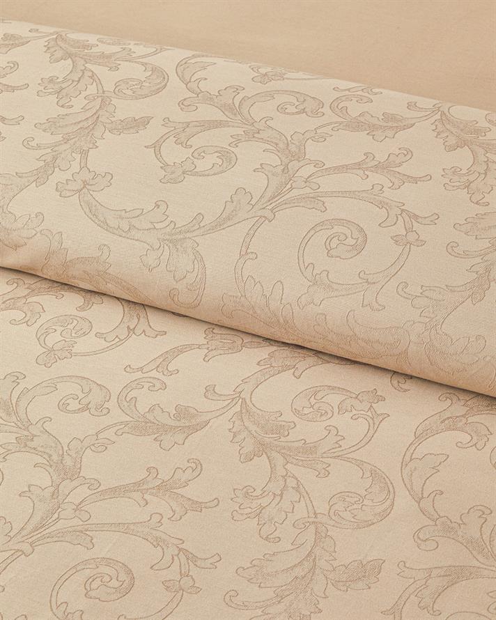Royal Scroll Jakarlı Pamuk Saten King Size Çarşaflı Nevresim Takımı 240x220 cm Antik Gold