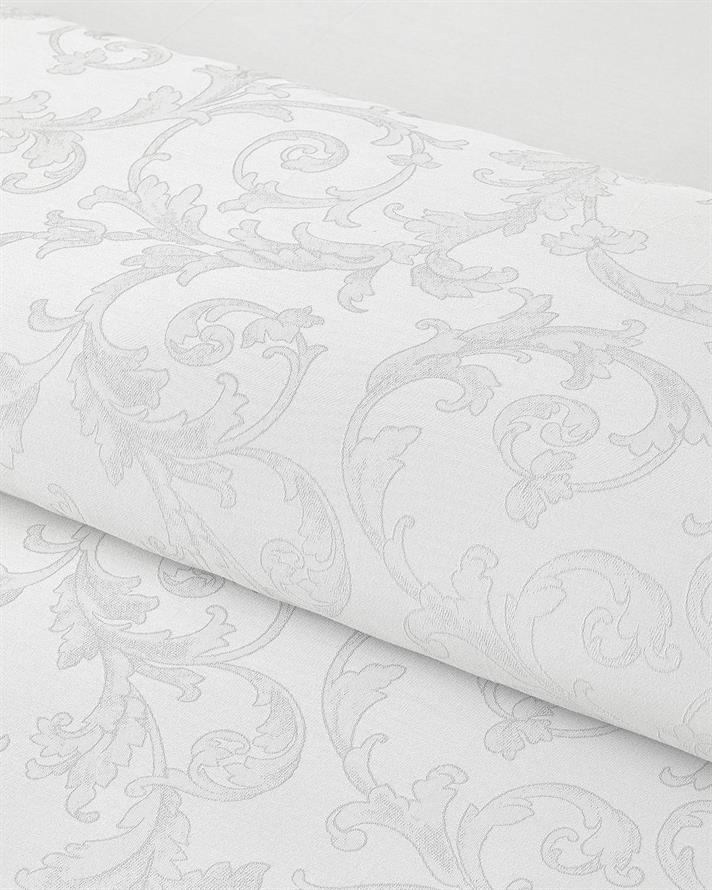 Royal Scroll Jakarlı Pamuk Saten King Size Çarşaflı Nevresim Takımı 240x220 cm Beyaz