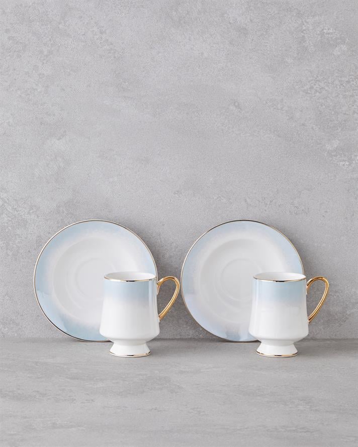 Royals New Bone China 4 Parça 2 Kişilik Kahve Fincan Takımı 90 ml Mavi