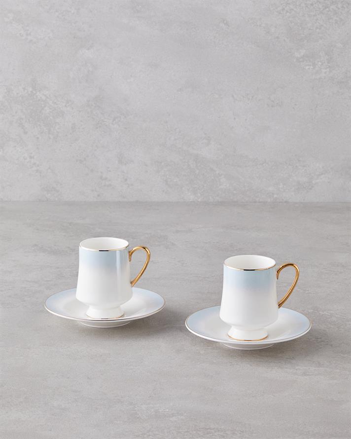 Royals New Bone China 4 Parça 2 Kişilik Kahve Fincan Takımı 90 ml Mavi