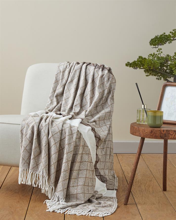 Rumi Koltuk Şalı 130x170 cm Kahve-Bej