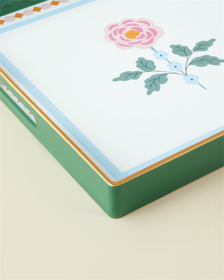Rustic Florals PP Tepsi 35,5x35,5 Cm Yeşil