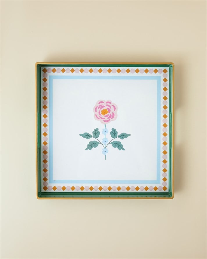 Rustic Florals PP Tepsi 35,5x35,5 Cm Yeşil