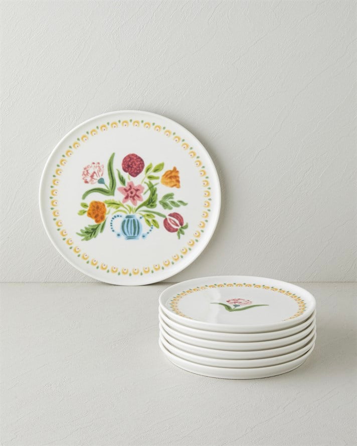 Rustic Porselen Pasta Seti 7 parça 6 kişilik Renkli