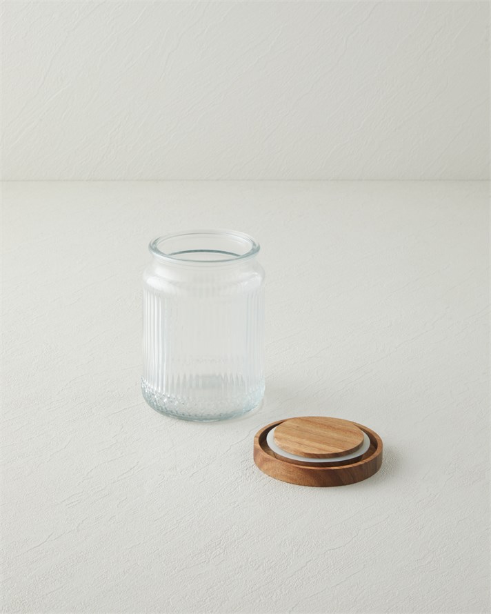 Rustic Wood Soda Cam Kavanoz 480 ml Şeffaf