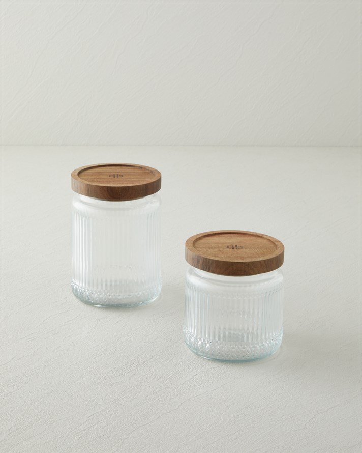 Rustic Wood Soda Cam Kavanoz 670 ml Şeffaf