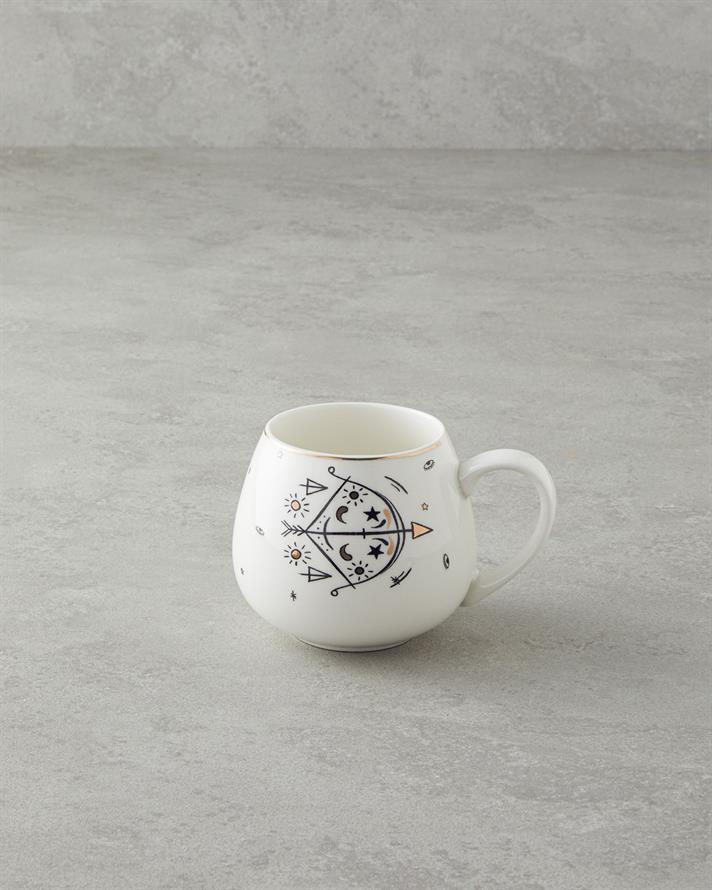 Sagittarius New Bone China Kupa 325 ml Siyah-Beyaz-Gold