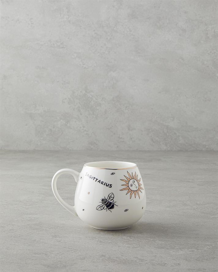 Sagittarius New Bone China Kupa 325 ml Siyah-Beyaz-Gold