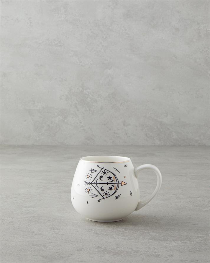 Sagittarius New Bone China Kupa 325 ml Siyah-Beyaz-Gold