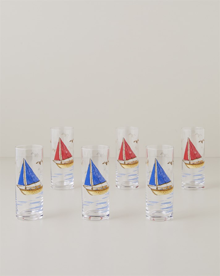 Sail Whisper Cam 6lı Bardak 180 ml Kırmızı - Mavi