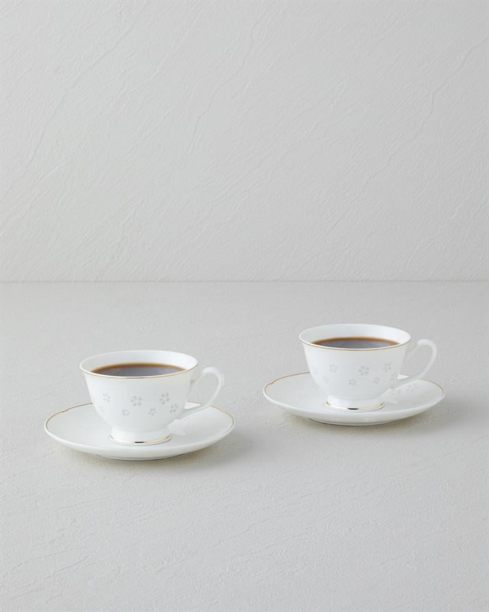 Sakura New Bone China 4 Parça 2 Kişilik Kahve Fincan Takımı Gold