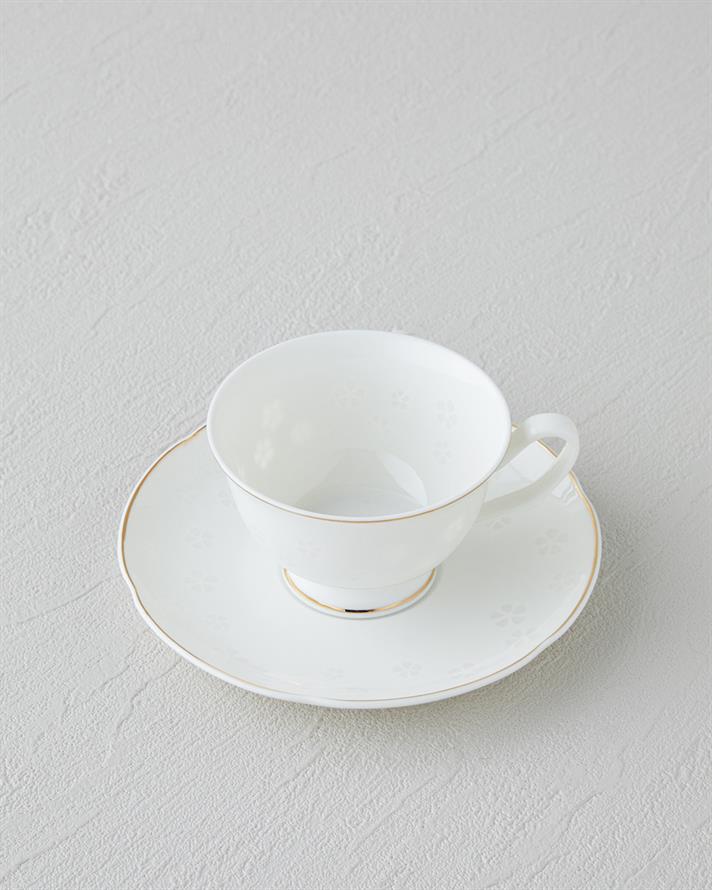 Sakura New Bone China 4 Parça 2 Kişilik Kahve Fincan Takımı Gold