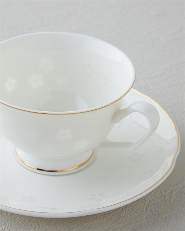 Sakura New Bone China 4 Parça 2 Kişilik Kahve Fincan Takımı Gold