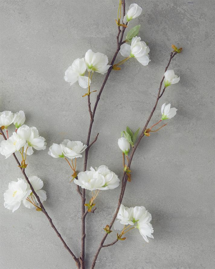 Sakura Tek Dal Yapay Çiçek Beyaz