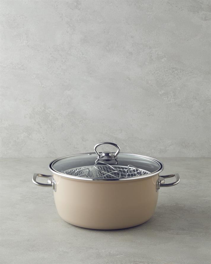 Sartagi Emaye Kızartma Tencere 22 cm Mocha