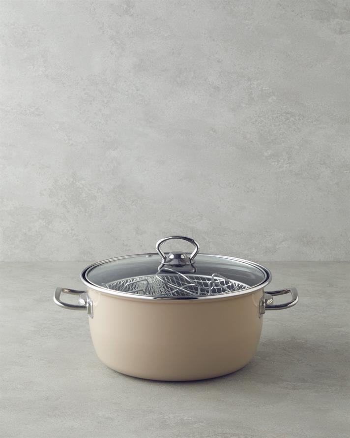 Sartagi Emaye Kızartma Tencere 22 cm Mocha