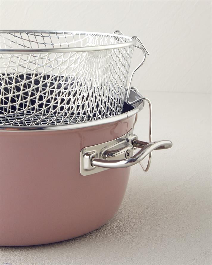 Sartagi Emaye Kızartma Tenceresi 22 cm Gül Kurusu