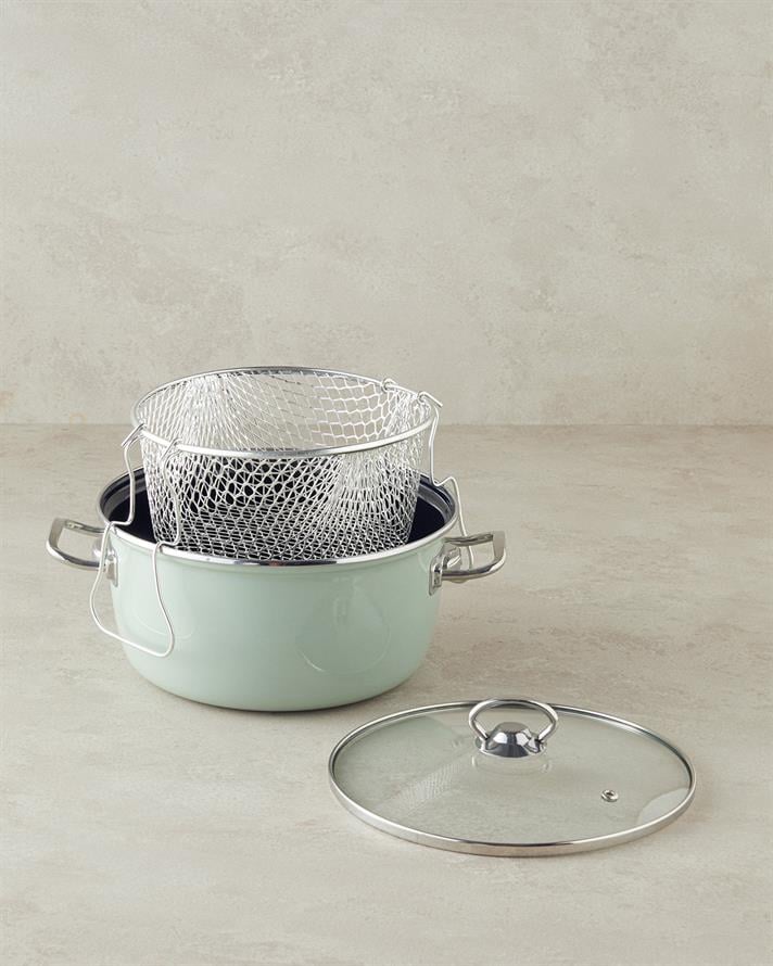 Sartagi Emaye Kızartma Tenceresi 22 Cm Açık Mint