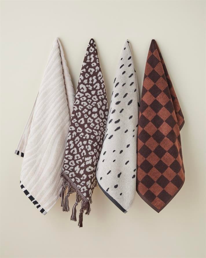 Savanna Check Pamuk Yüz Havlusu 50x80 cm Kahve-Açık Kahve