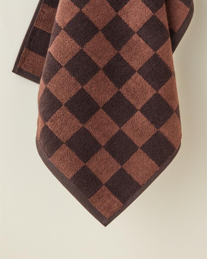 Savanna Check Pamuk Yüz Havlusu 50x80 cm Kahve-Açık Kahve