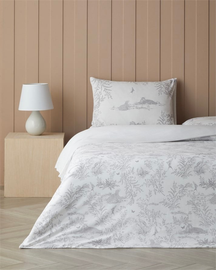 Savanna Pamuk Çift Kişilik Çarşaflı Nevresim Takımı 200x220 cm Açık Gri