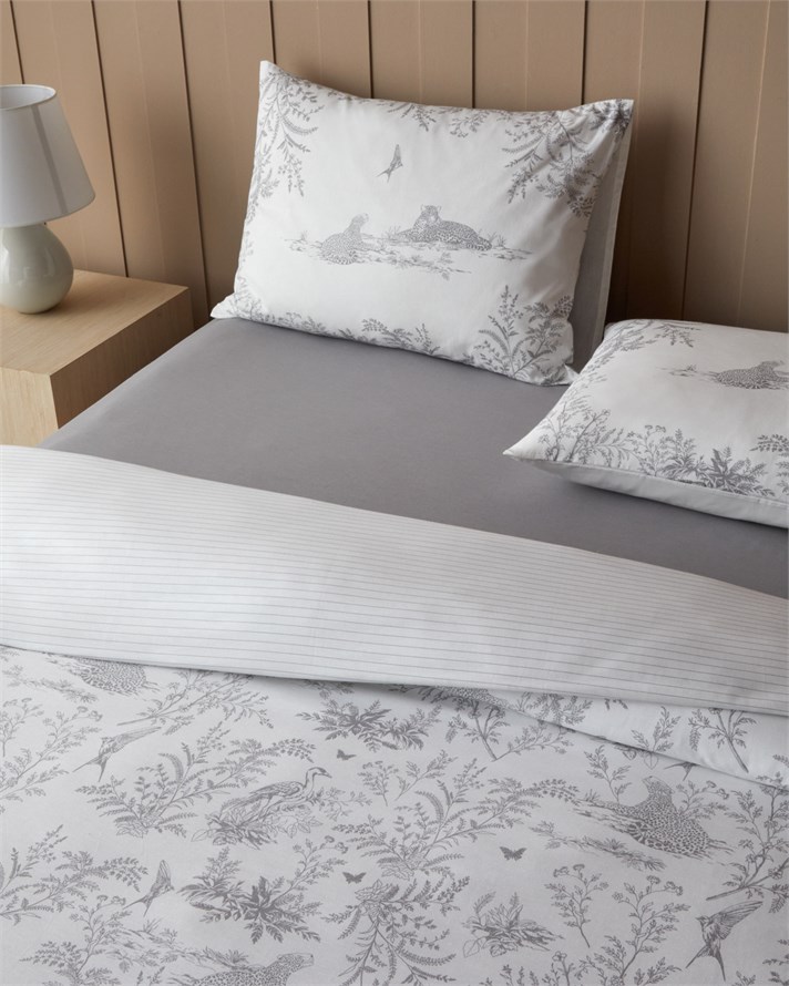 Savanna Pamuk Tek Kişilik Çarşaflı Nevresim Takımı 160x220 cm Açık Gri