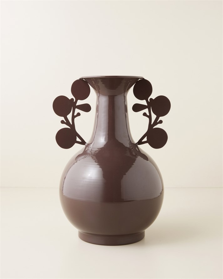 Savory Metal Vazo 38,5 cm Kahve