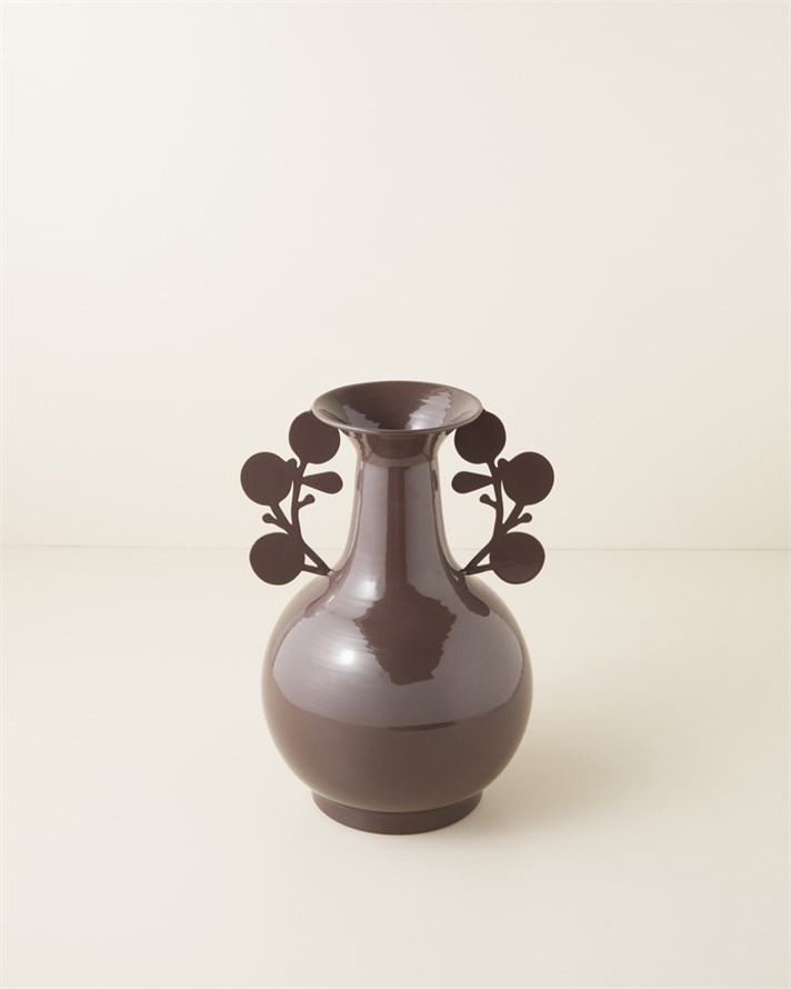 Savory Metal Vazo 38,5 cm Kahve