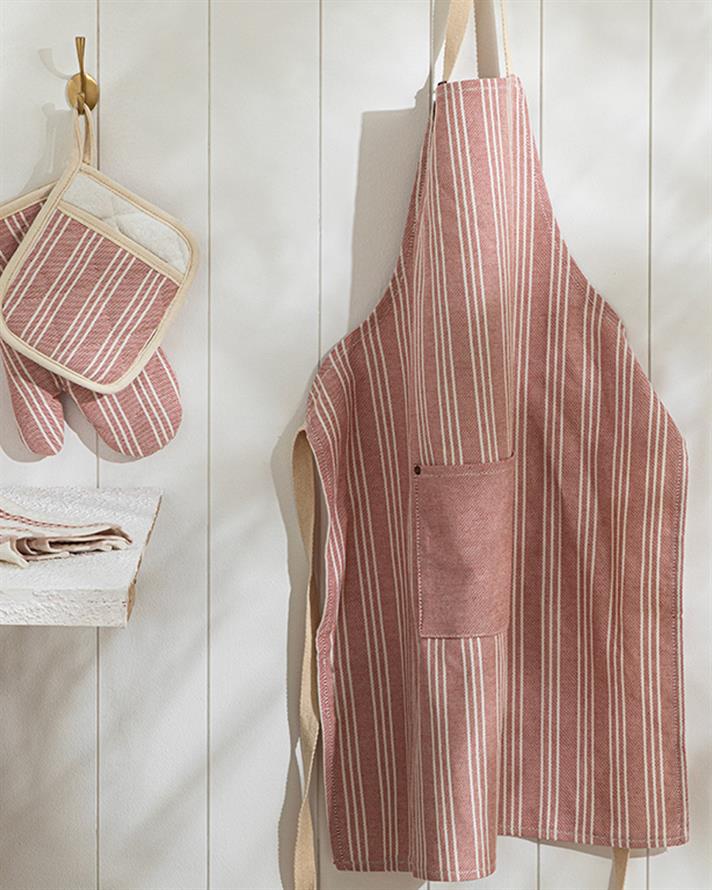 Scratch Line Pamuk Cepli Mutfak Önlüğü Kırmızı