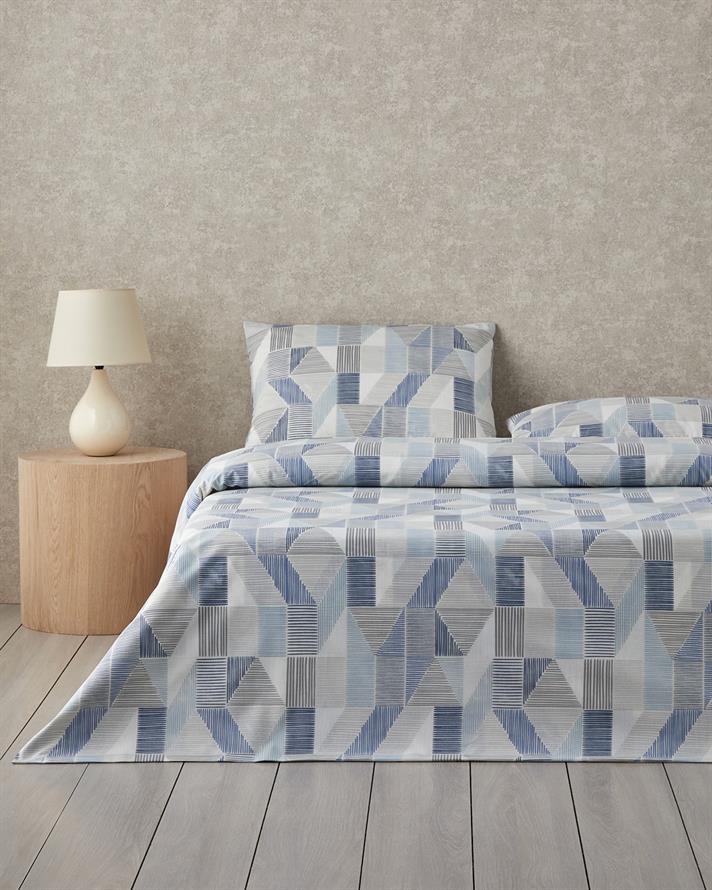 Sea Marine Kolay Ütülenir Tek Kişilik Çarşaflı Nevresim Takımı 160x220 cm Mavi - Bej