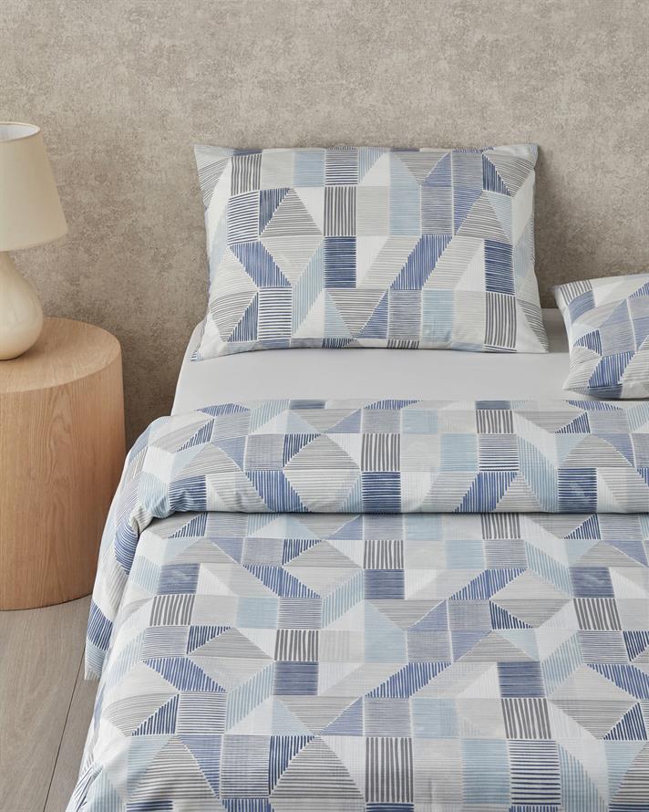 Sea Marine Kolay Ütülenir Tek Kişilik Çarşaflı Nevresim Takımı 160x220 cm Mavi - Bej
