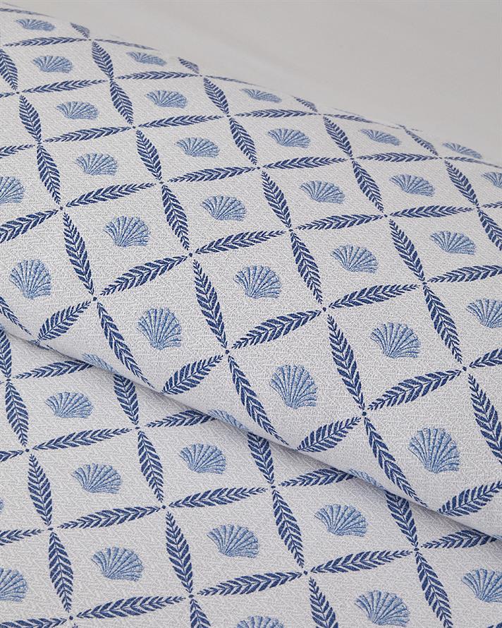 Sea Shell Baskılı Tek Kişilik Pike Takımı 150x220 cm Mavi