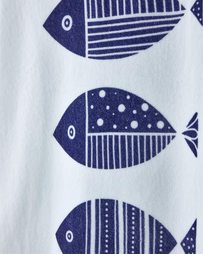 Seafish Pamuklu Plaj Havlusu 90x150 cm Ekru-Lacivert