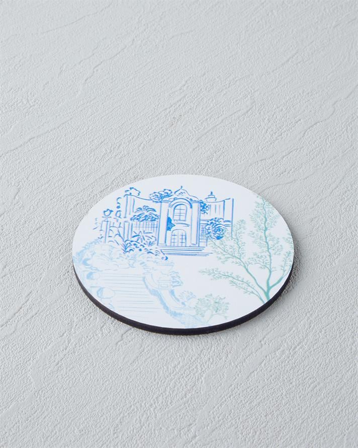 Seafood Ahşap 4lü Bardak Altlığı 10 cm Renkli