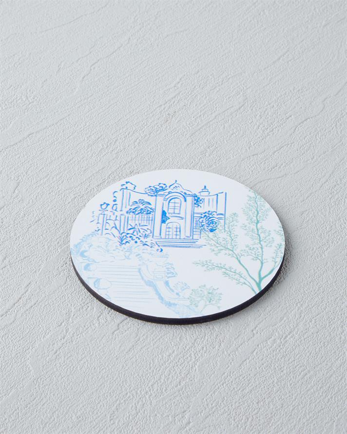 Seafood Ahşap 4lü Bardak Altlığı 10 cm Renkli