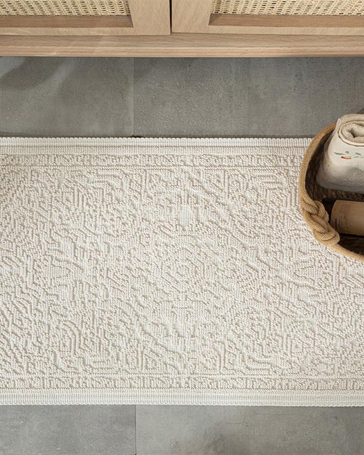 Seana Pamuklu Kilim Beyaz