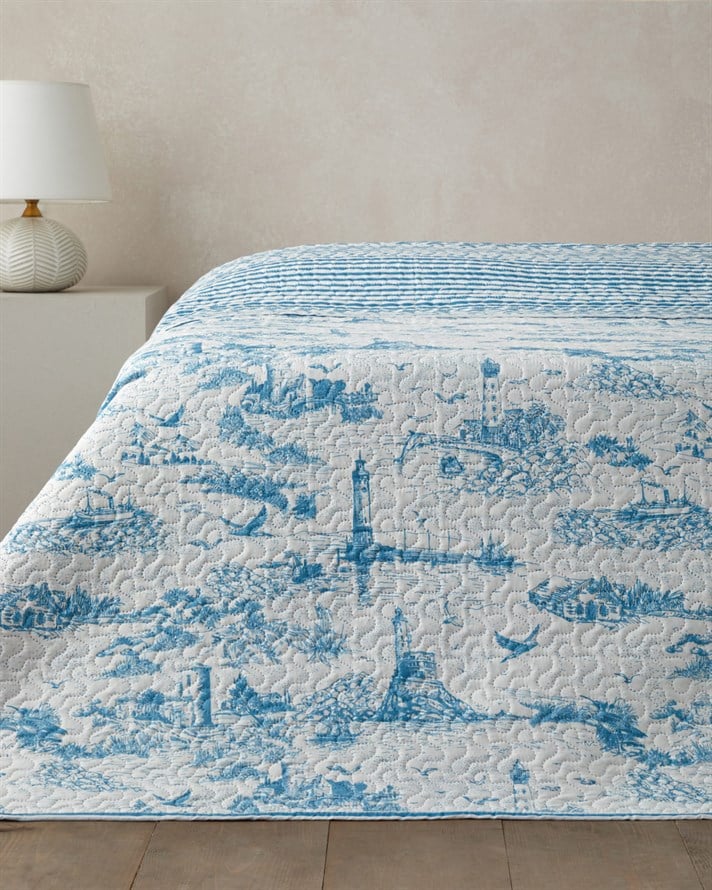 Seaside Serenity King Size Çok Amaçlı Örtü 220x240 cm Mavi