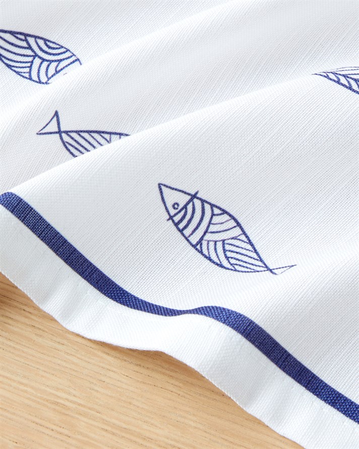 Seaside Whispers Masa Örtüsü 150x200 cm Beyaz - Lacivert
