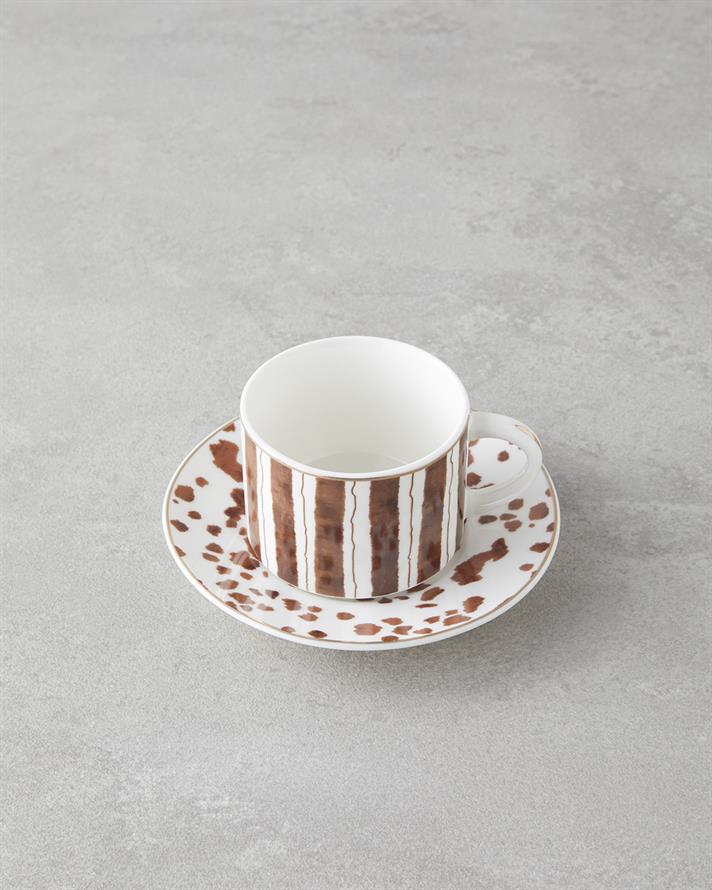 Sedona New Bone China 4 Parça 2 Kişilik Kahve Fincan Takımı 100 ml Kahverengi